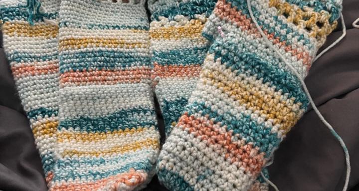 Crocheting with Belle