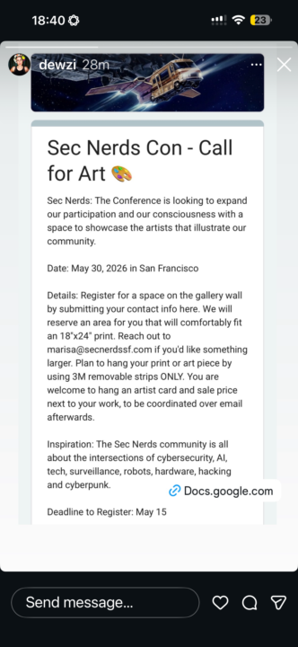 Display your art at a security con