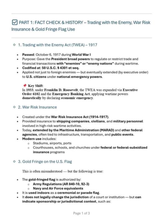 Trading with the Enemy Act (TWEA) - 1917