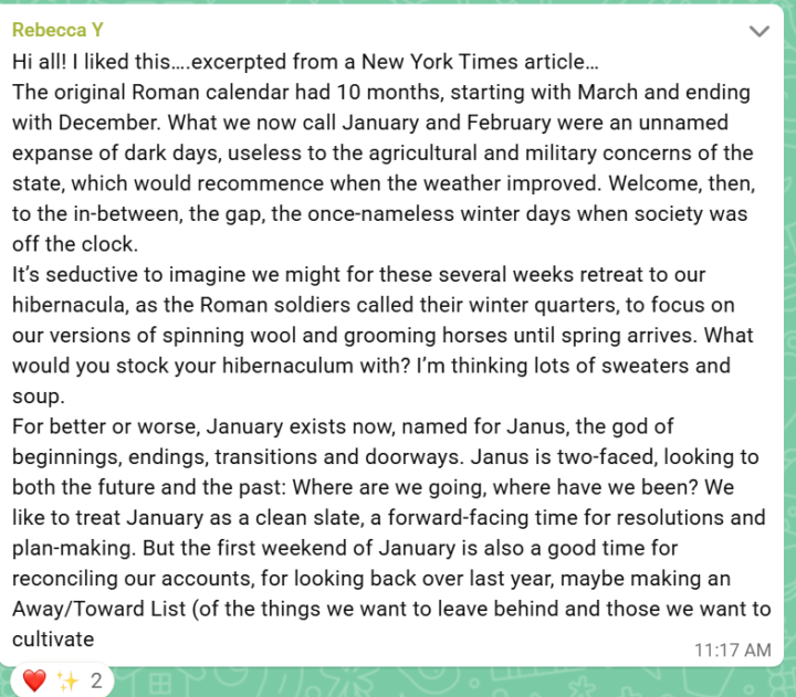 RE: Roman Calendar from Rebecca