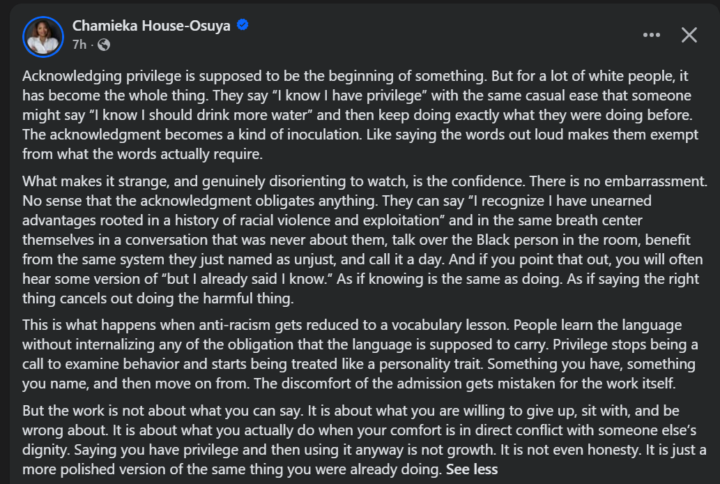 Chamieka on Privilege 