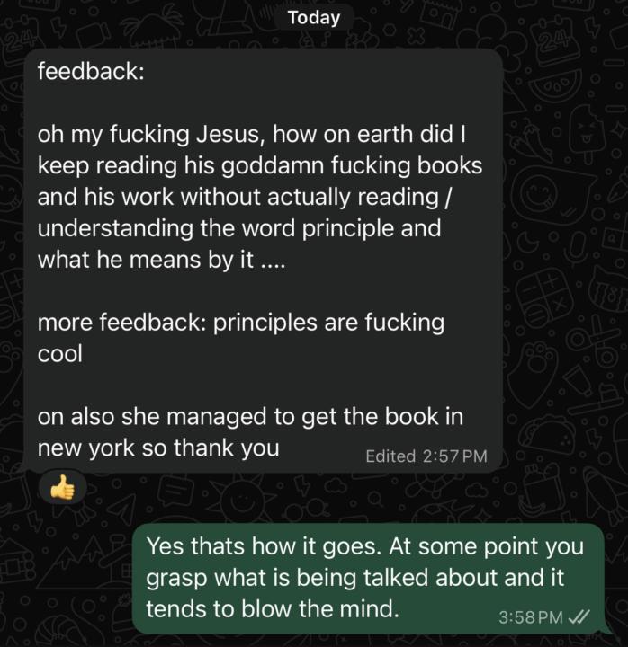 *Important for learning: Some feedback from a student about reading the books.