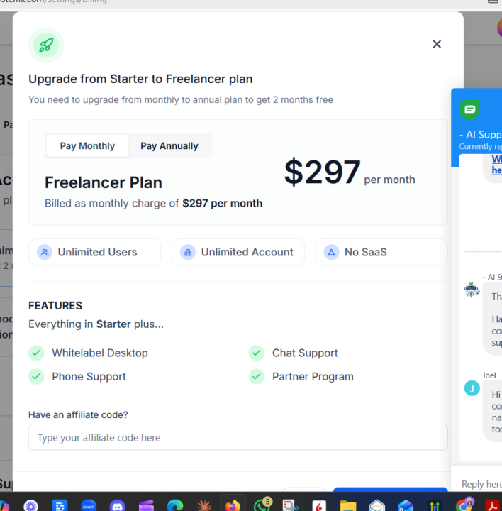 Upgrading to the $297 plan