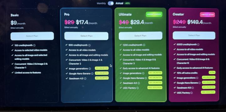Higgsfield.ai pricing ?