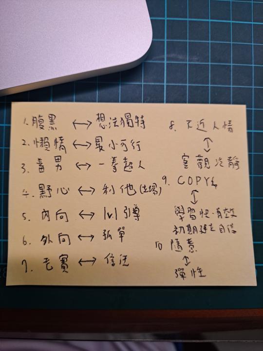 我把自己最矛盾的十個特質，每個都寫了一句「反轉詞」