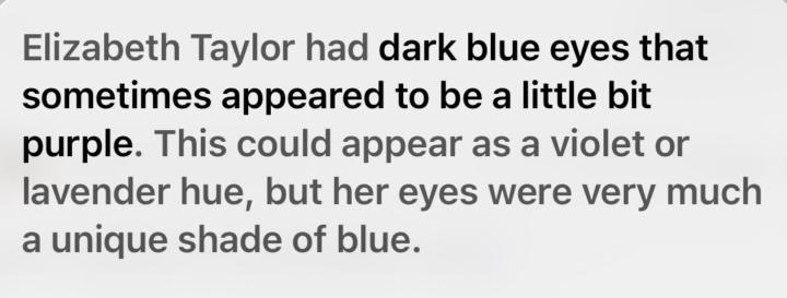 Liz Taylor’s Lavender colored eyes