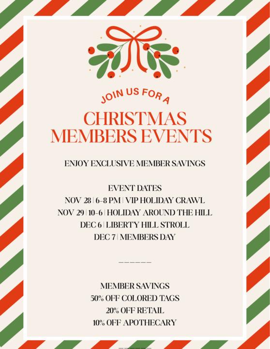 Holiday dates for Members discounts 