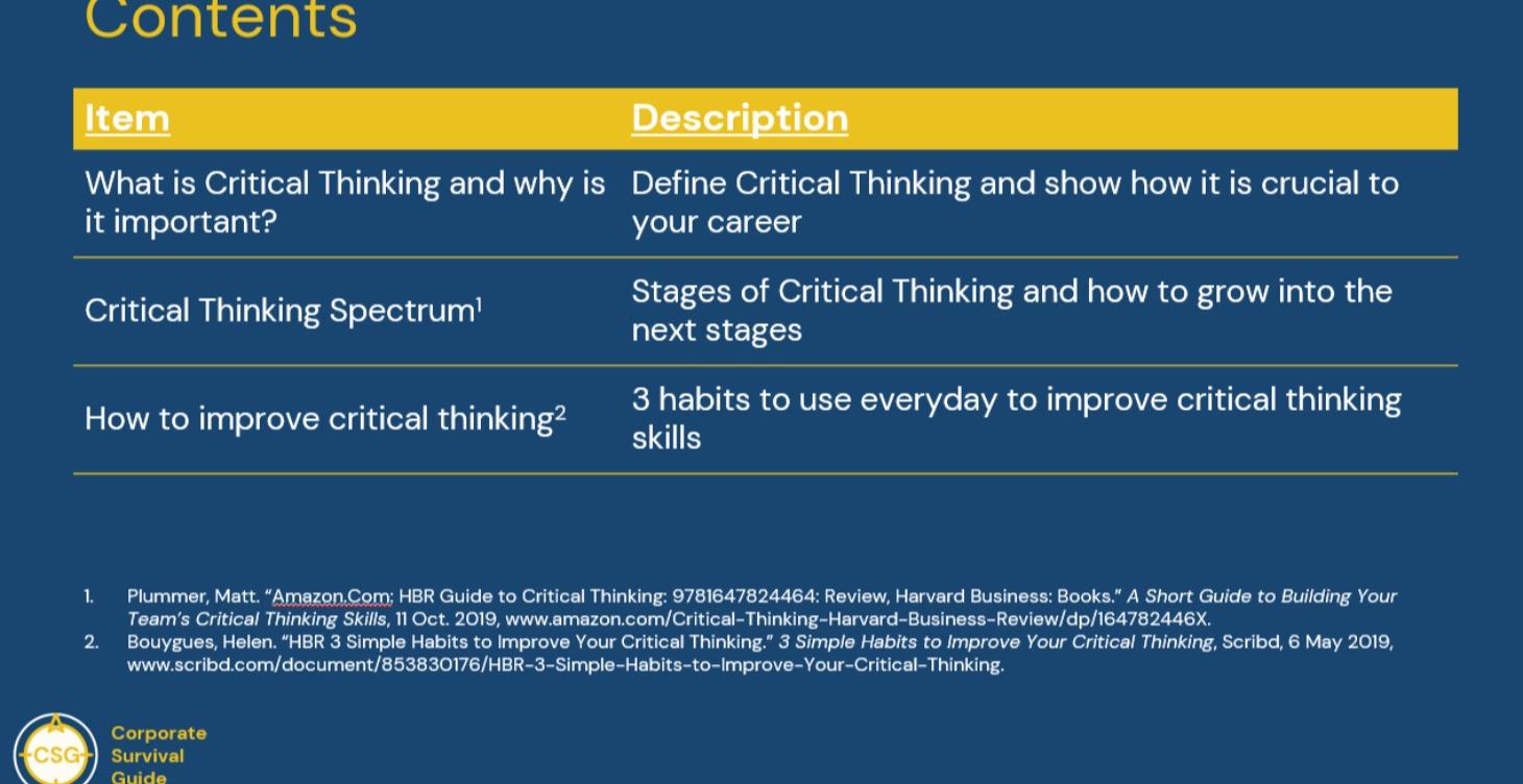 Critical Thinking - Thriving in Ambiguity