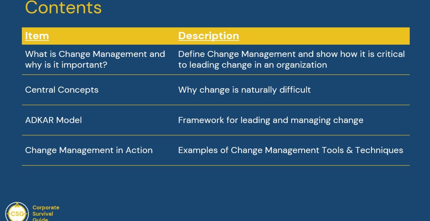 Change Management - Leading Others to Adopt Change