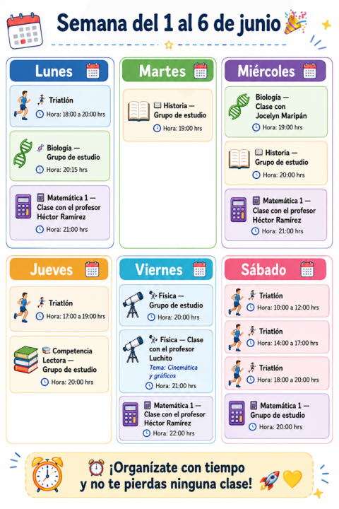 Semana del 1 al 6 de junio 🎉