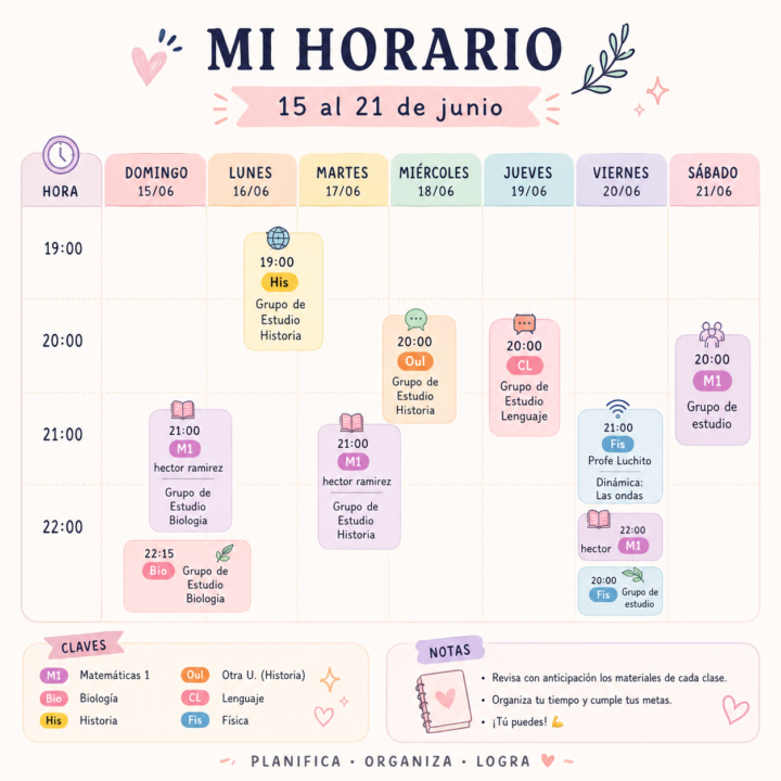 Clases del 15 al 21 de junio 📚:
