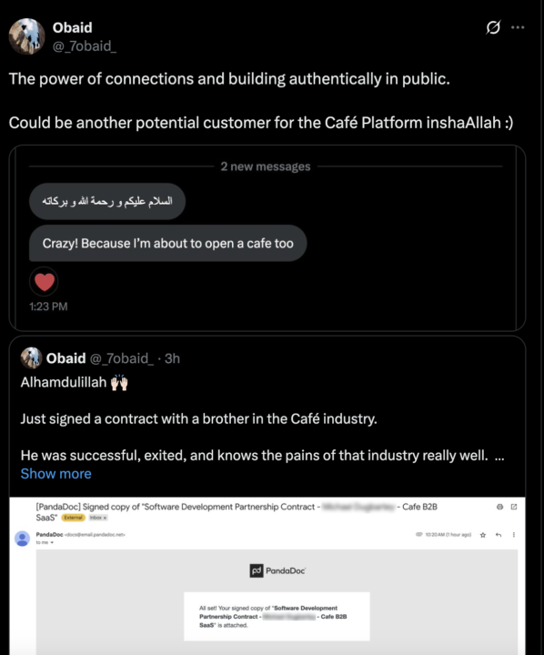 he has 103 followers, and already closing deals 🤑