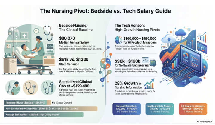 Curious about salary of Nurses at Bedside vs Nurses in Tech?