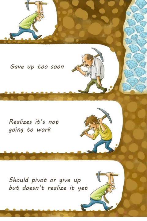 Entrepreneurs digging for diamonds — keep digging, pivot, or give up?
