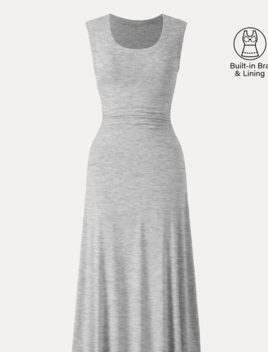 Scoop Neck Side Ruched New Airy Brami Midi Dress
