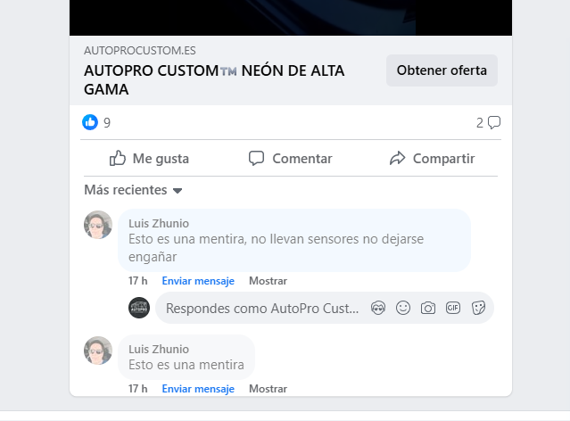 Duda comentarios SPAM o Negativos en Facebook