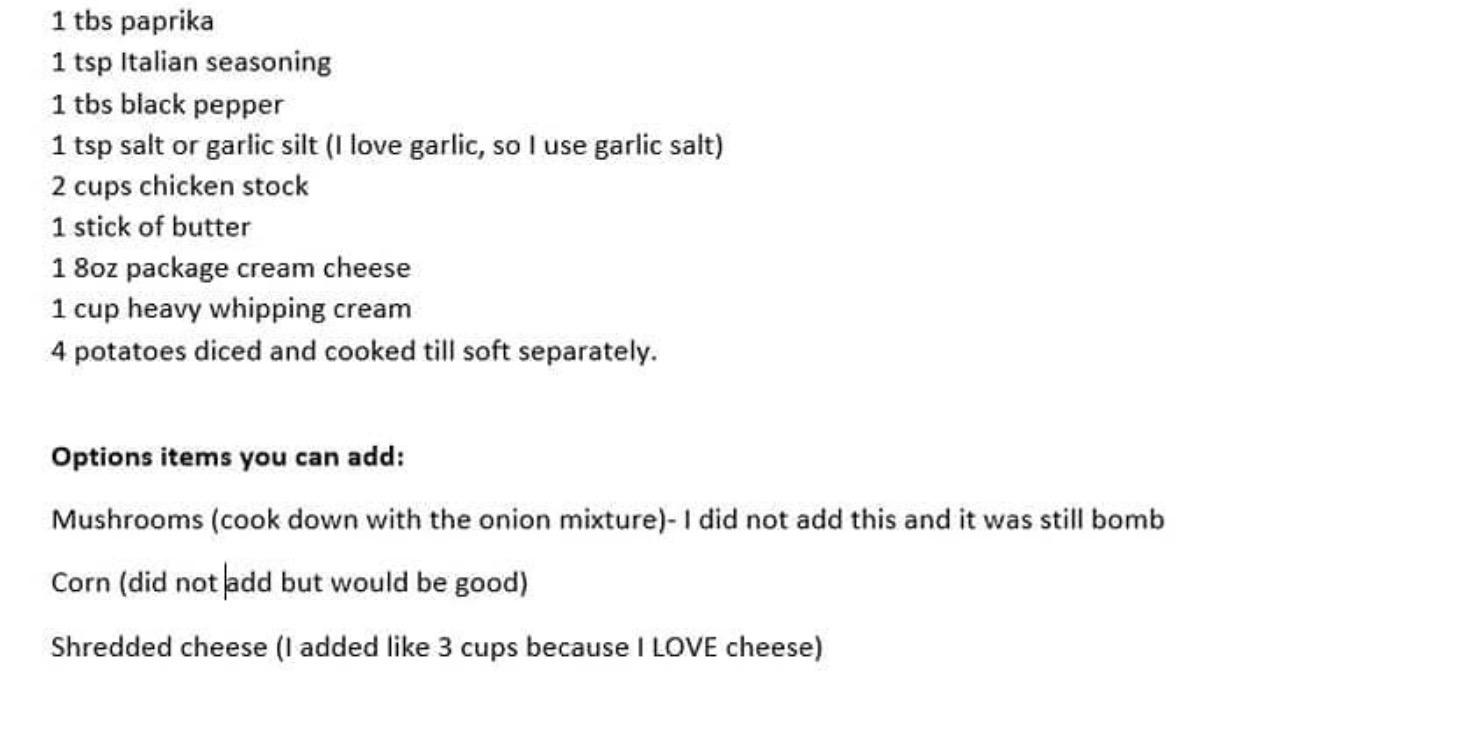 Rachel’s chicken chowder