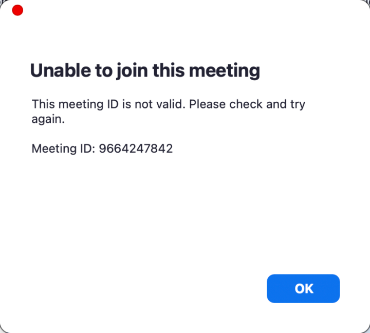Zoom link not working?