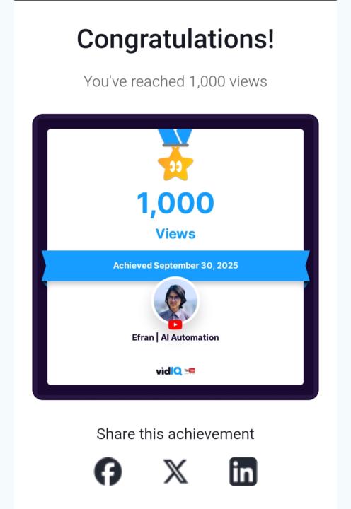 I have just reached 1000 views on youtube.