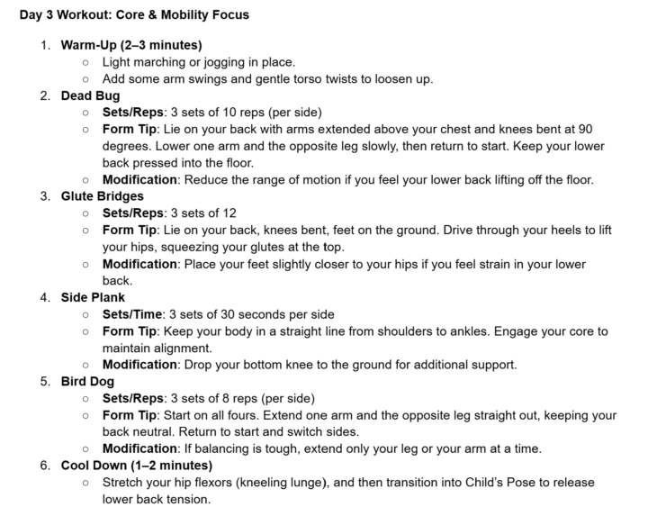 Day 3 Workout: Core & Mobility Focus