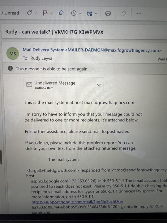 Help understanding failed to deliver emails