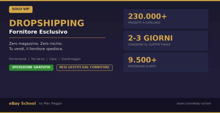 Il servizio Dropshipping VIP è ufficialmente online.