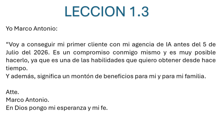 TAREA 1.3 LECCION 1.3: Mi primera declaración para comenzar.
