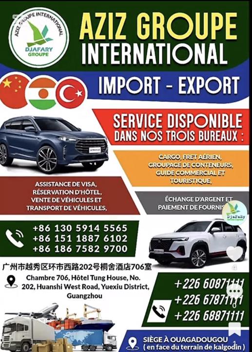 Carte de visite transport Chine Burkina 