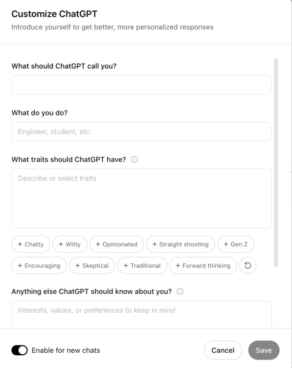 ChatGPT Custom Instructions Change?
